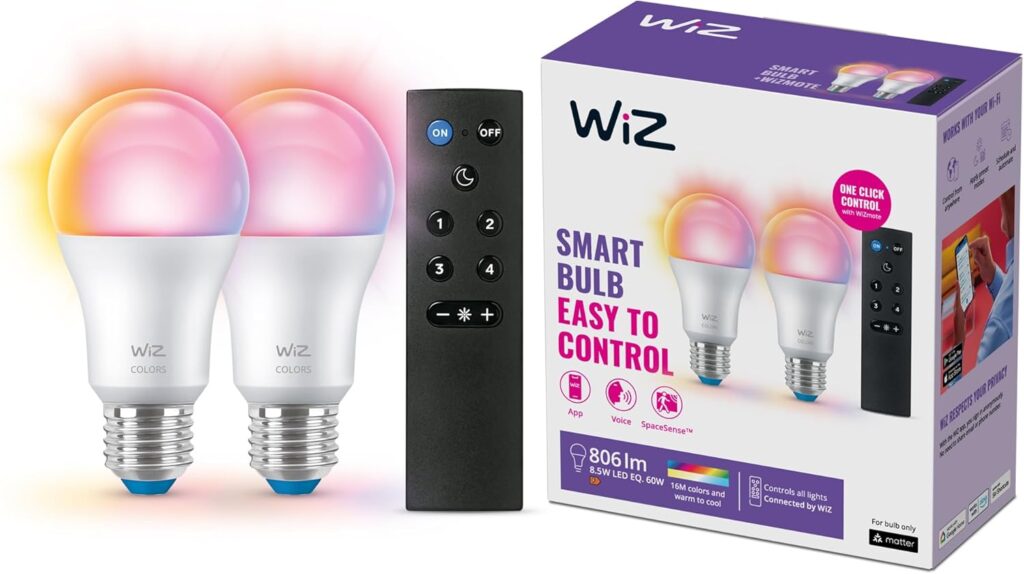 Lampadina WiZ Smart+Telecomando WiZmote: Illumina il Tuo Mondo con Stile!