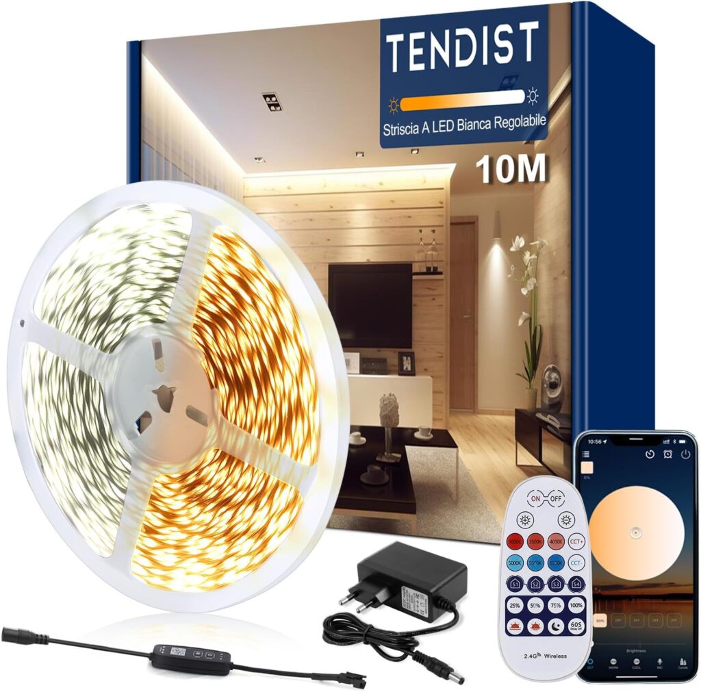Striscia LED TENDIST 10M Bianca Dimmerabile: Illumina la Tua Vita con Stile!