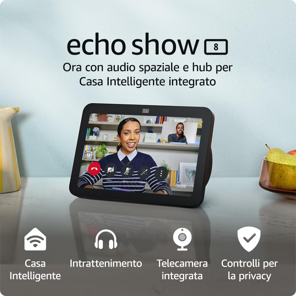 Echo Show 8 (Ultimo modello): Scopri l'Intelligenza e il Suono che Trasformano la Tua Casa