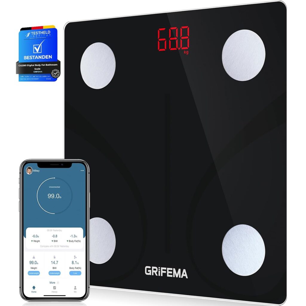 Bilancia GRIFEMA: Scopri il tuo corpo con analisi precise e tecnologia Bluetooth!