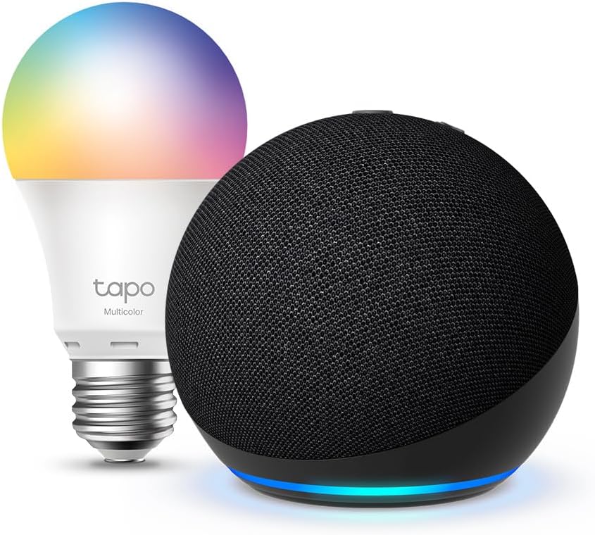 Lampadina Smart Tapo L530EA + Echo Dot (5ª generazione): Trasforma la tua casa in un’oasi di intelligenza!